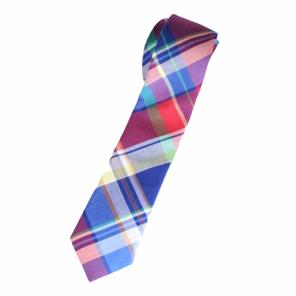 NORDSTROM Boys Cotton Neck Tie Bright Plaid 49"